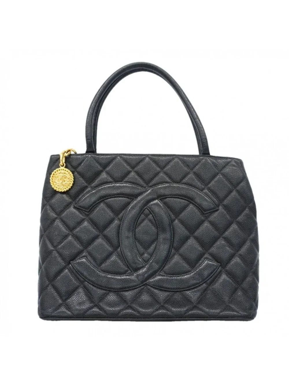 Chanel Tote Reissue Caviar Leather Black Gold